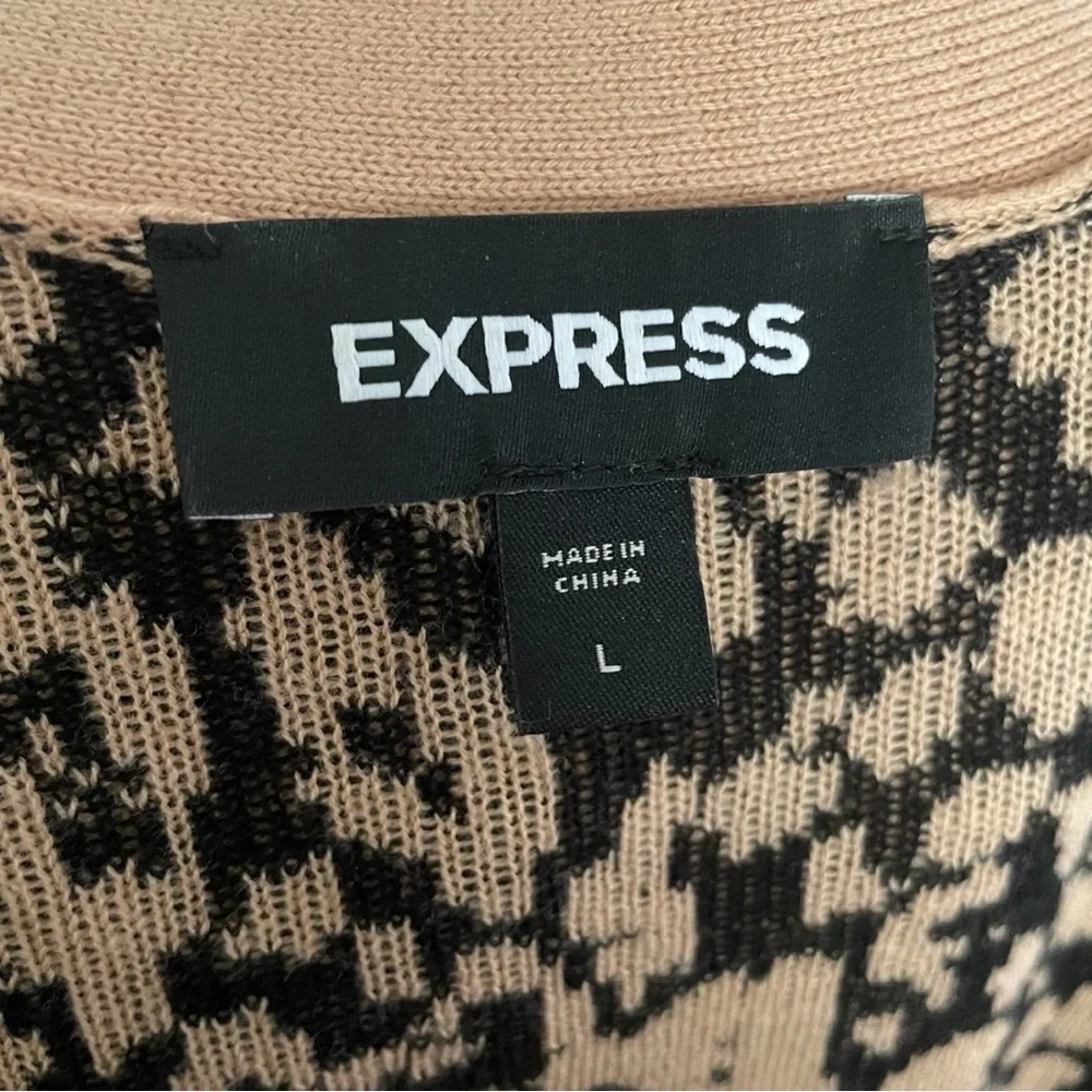 Express Open Front Cardigan Leopard Animal Print Duster Womens Large Casual cozy